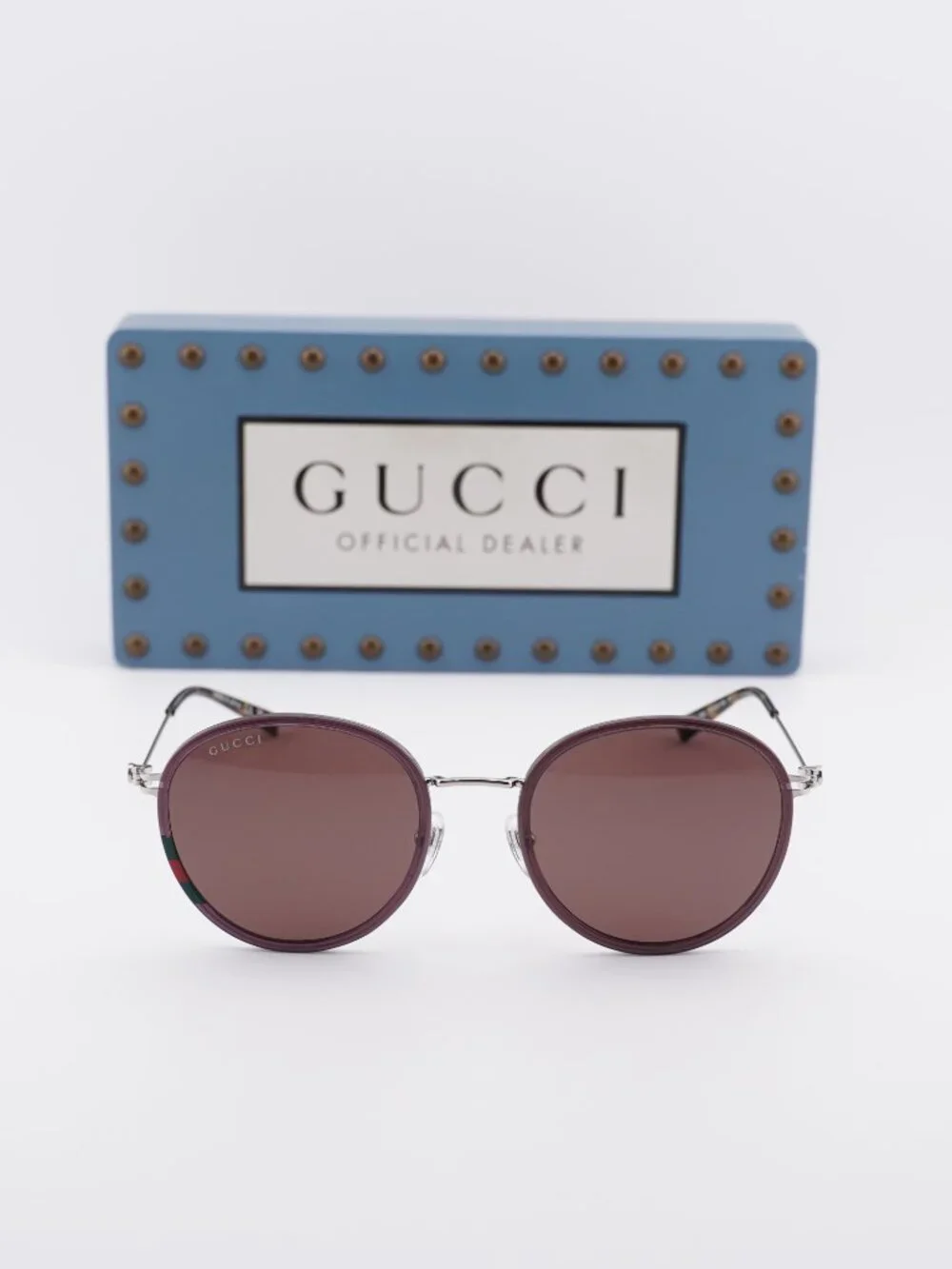 Gucci GG1849S 004 Round Sunglasses - Brown/Silver / Brown